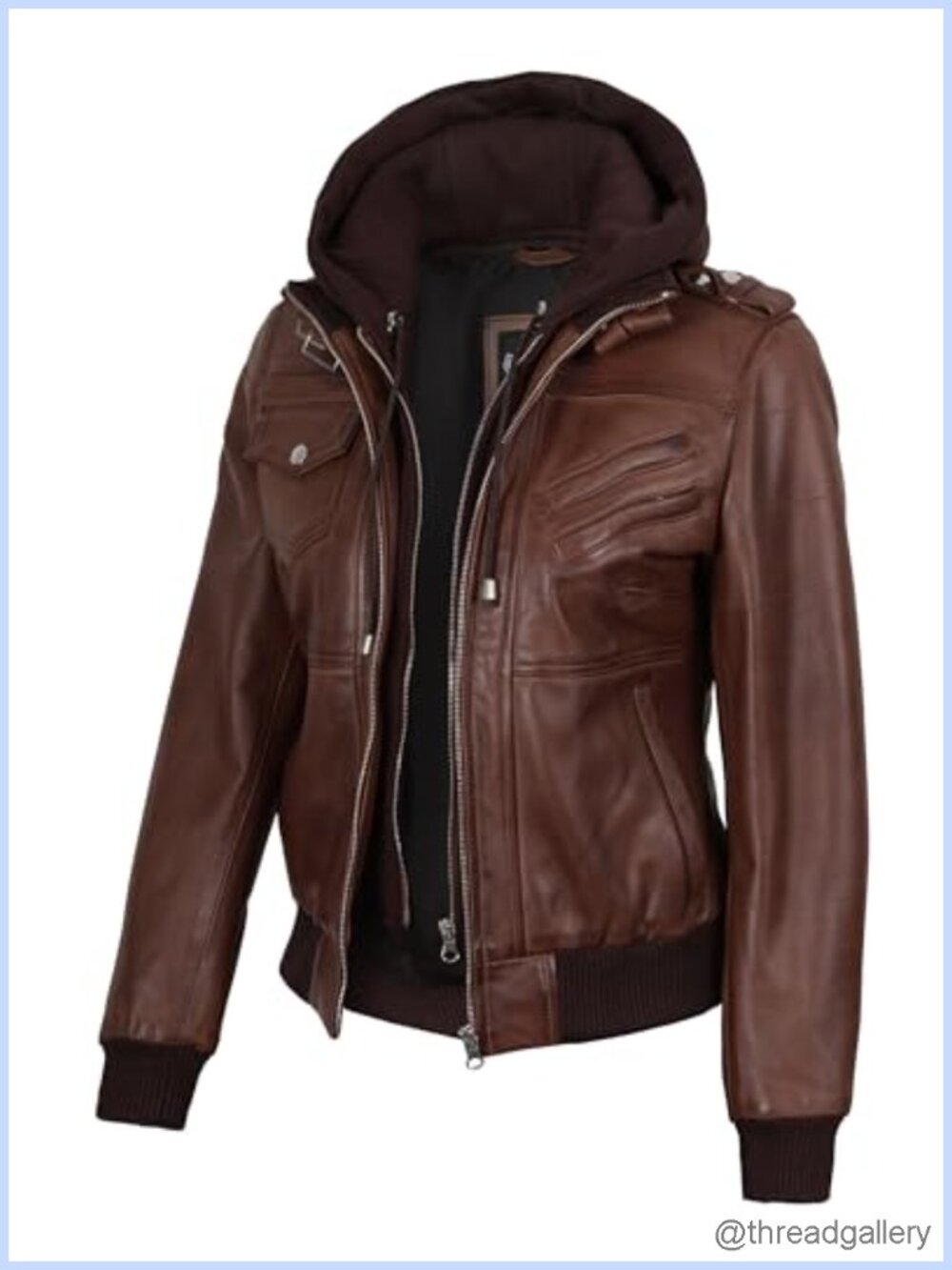 Genuine Lambskin Leather Bomber Jacket Women Detachable Hood